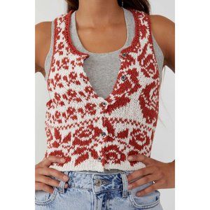FREE PEOPLE Rosie Vest / Red Rose Combo